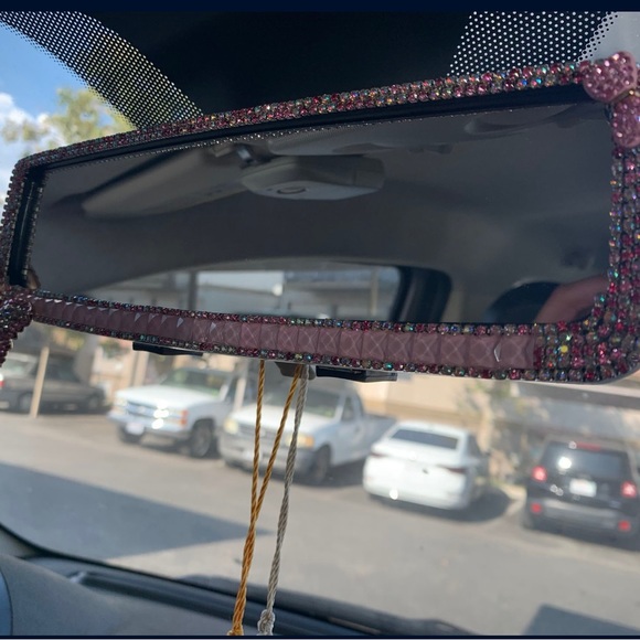 Rhinestone Car Rearview Mirror with Butterfly Decoration - Picture 2 of 3